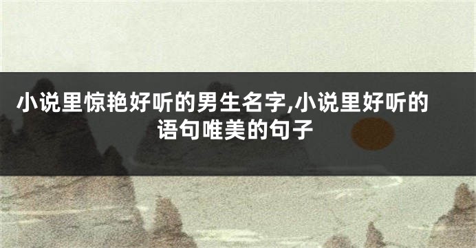 小说里惊艳好听的男生名字,小说里好听的语句唯美的句子