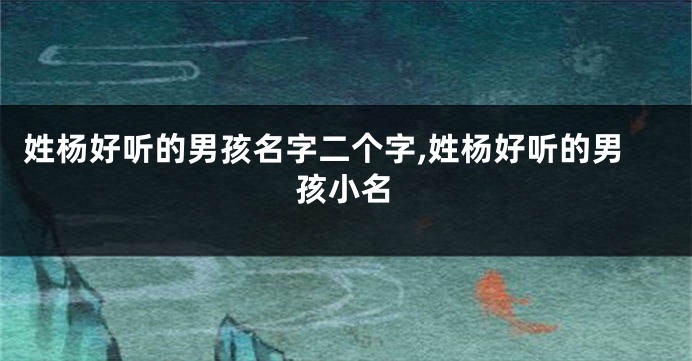 姓杨好听的男孩名字二个字,姓杨好听的男孩小名