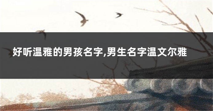 好听温雅的男孩名字,男生名字温文尔雅