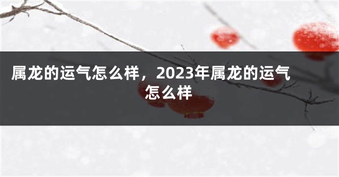 属龙的运气怎么样，2023年属龙的运气怎么样