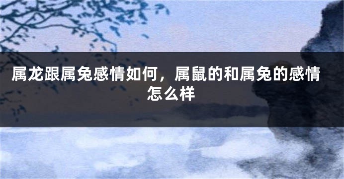 属龙跟属兔感情如何，属鼠的和属兔的感情怎么样