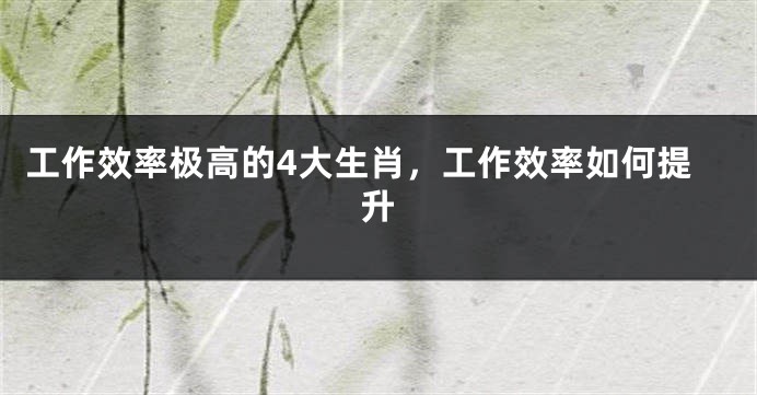 工作效率极高的4大生肖，工作效率如何提升