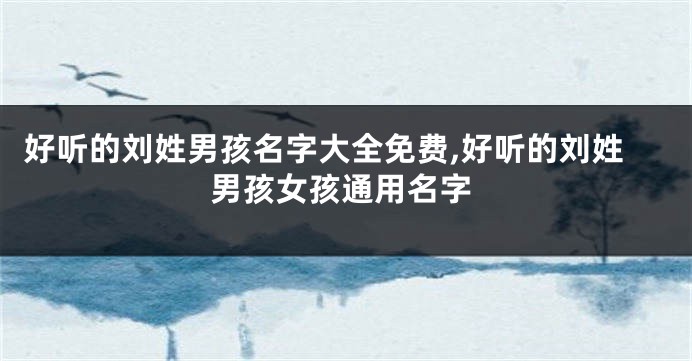 好听的刘姓男孩名字大全免费,好听的刘姓男孩女孩通用名字