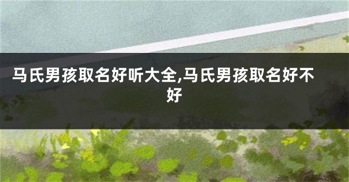 马氏男孩取名好听大全,马氏男孩取名好不好
