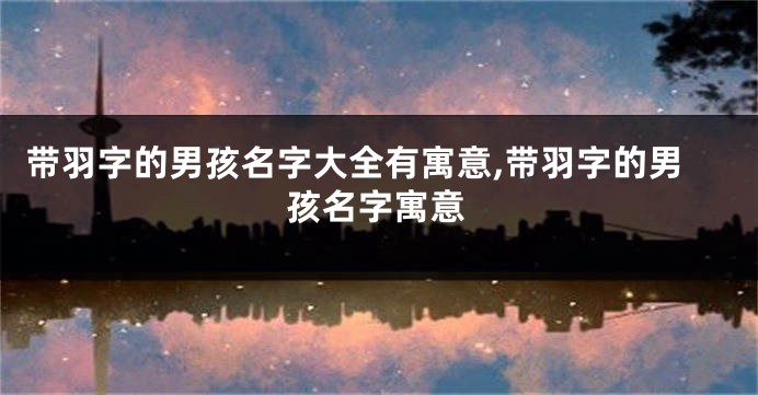 带羽字的男孩名字大全有寓意,带羽字的男孩名字寓意
