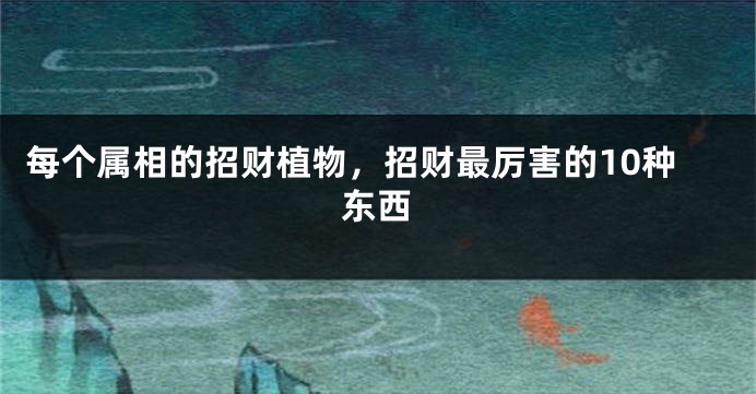 每个属相的招财植物，招财最厉害的10种东西