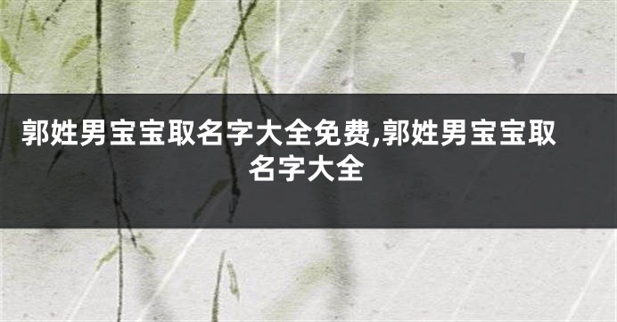 郭姓男宝宝取名字大全免费,郭姓男宝宝取名字大全