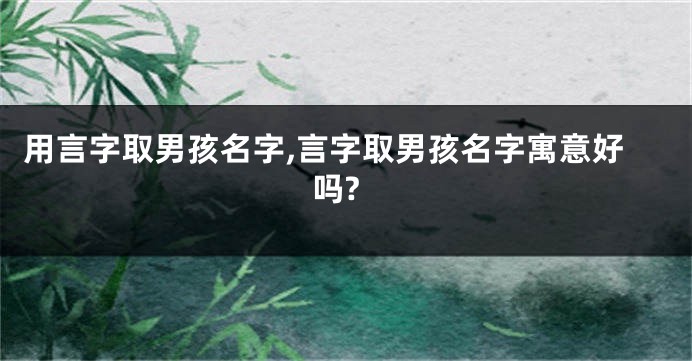 用言字取男孩名字,言字取男孩名字寓意好吗?