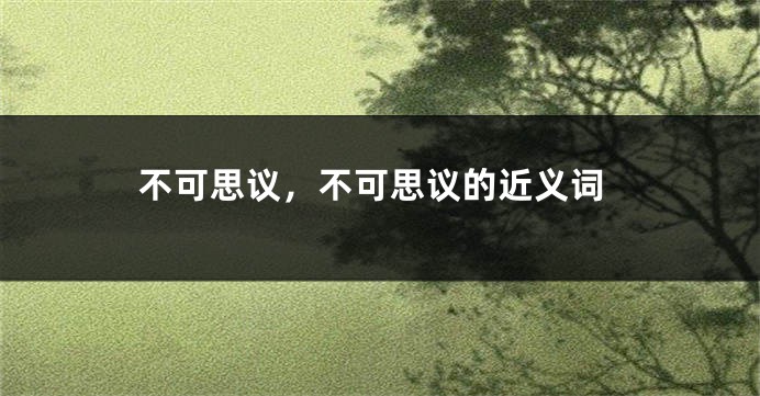 不可思议，不可思议的近义词