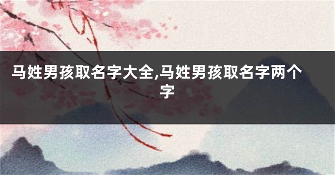 马姓男孩取名字大全,马姓男孩取名字两个字