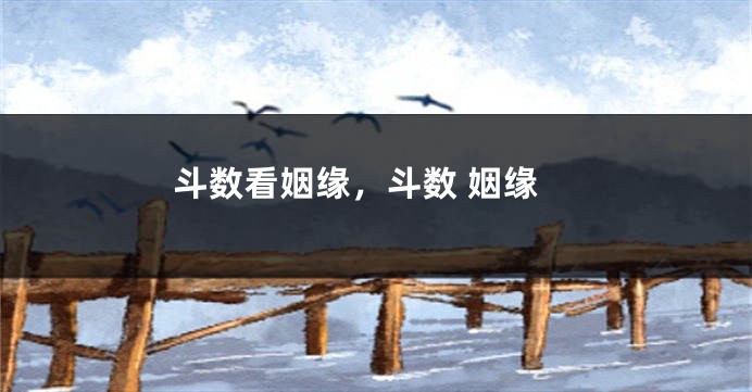 斗数看姻缘，斗数 姻缘