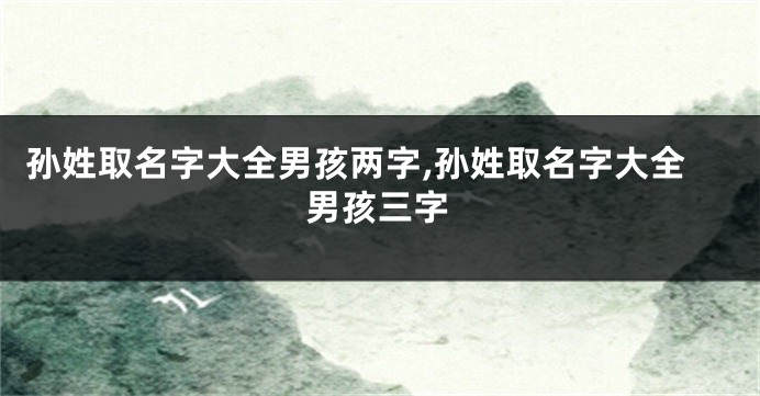 孙姓取名字大全男孩两字,孙姓取名字大全男孩三字