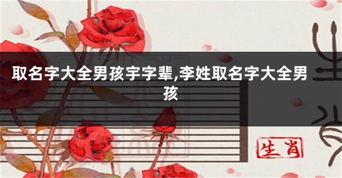 取名字大全男孩宇字辈,李姓取名字大全男孩