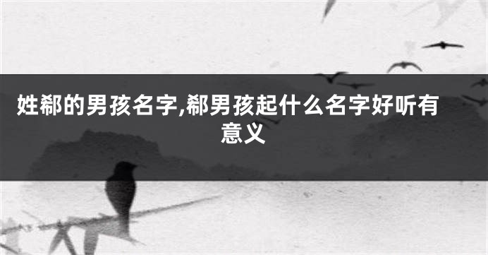 姓郗的男孩名字,郗男孩起什么名字好听有意义