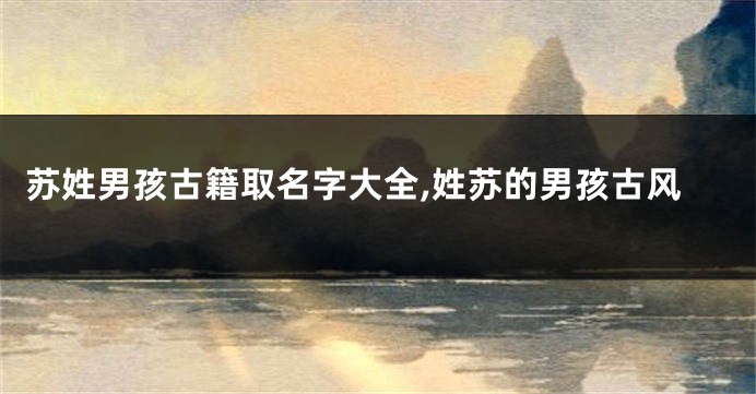 苏姓男孩古籍取名字大全,姓苏的男孩古风
