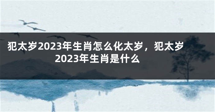 犯太岁2023年生肖怎么化太岁，犯太岁2023年生肖是什么