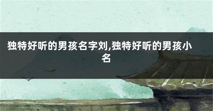 独特好听的男孩名字刘,独特好听的男孩小名