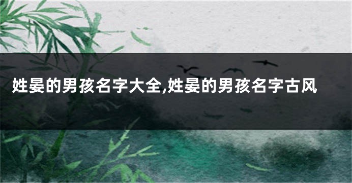 姓晏的男孩名字大全,姓晏的男孩名字古风