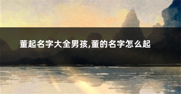 董起名字大全男孩,董的名字怎么起