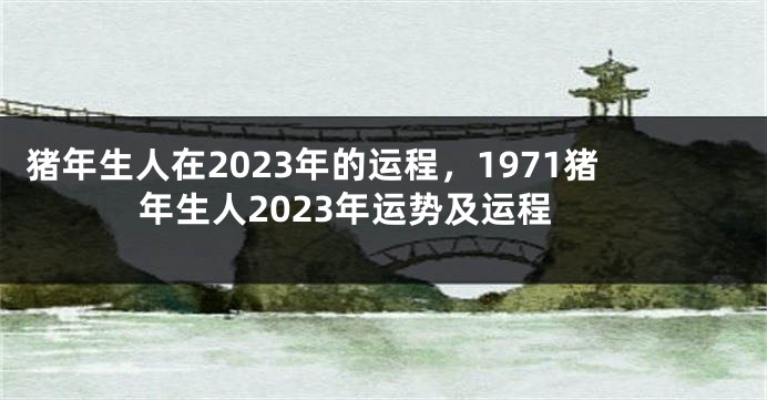 猪年生人在2023年的运程，1971猪年生人2023年运势及运程