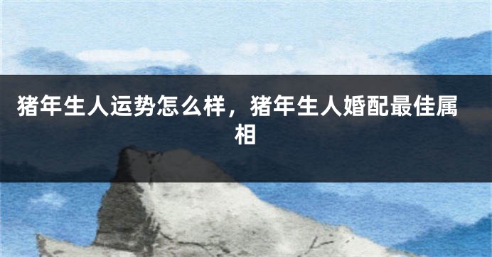 猪年生人运势怎么样，猪年生人婚配最佳属相