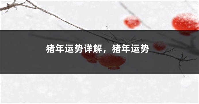 猪年运势详解，猪年运势