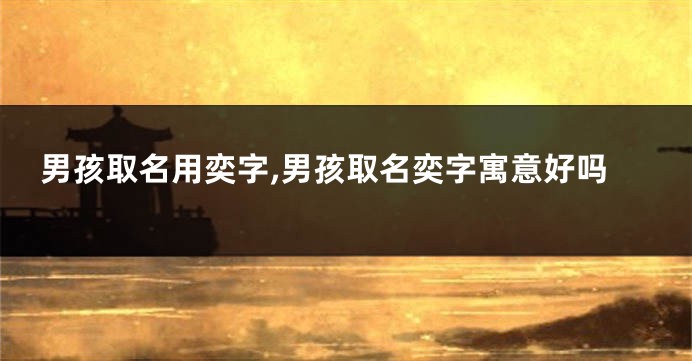 男孩取名用奕字,男孩取名奕字寓意好吗