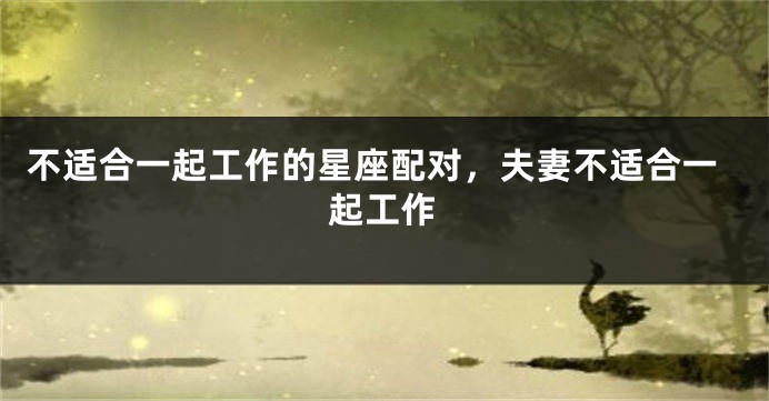 不适合一起工作的星座配对，夫妻不适合一起工作