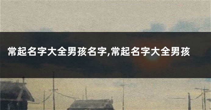 常起名字大全男孩名字,常起名字大全男孩