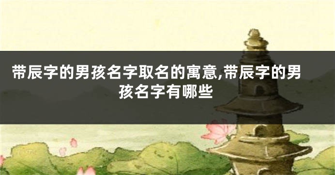 带辰字的男孩名字取名的寓意,带辰字的男孩名字有哪些