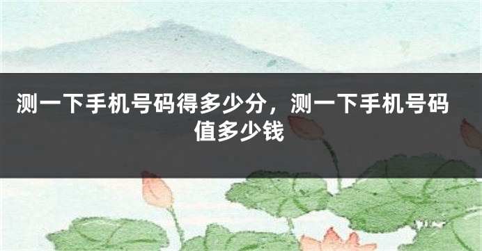 测一下手机号码得多少分，测一下手机号码值多少钱