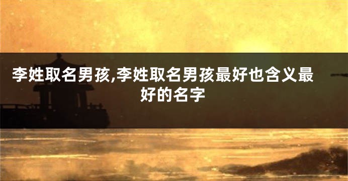 李姓取名男孩,李姓取名男孩最好也含义最好的名字