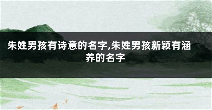 朱姓男孩有诗意的名字,朱姓男孩新颖有涵养的名字