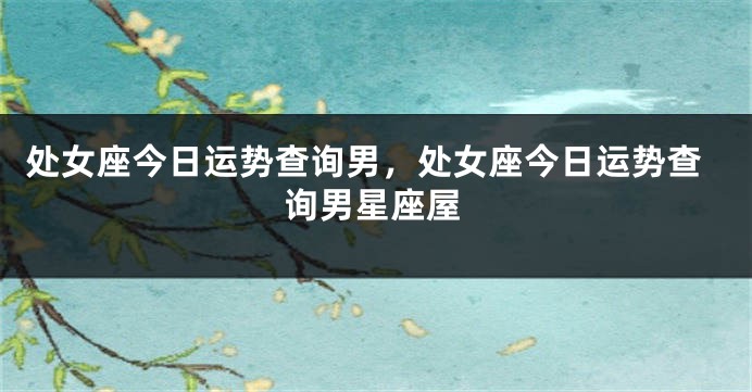 处女座今日运势查询男，处女座今日运势查询男星座屋