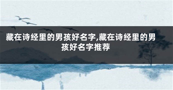 藏在诗经里的男孩好名字,藏在诗经里的男孩好名字推荐