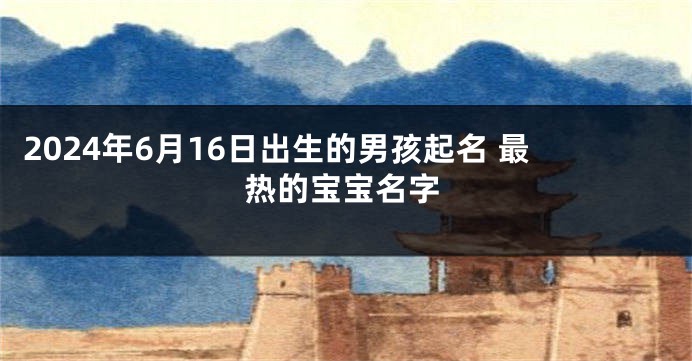 2024年6月16日出生的男孩起名 最热的宝宝名字