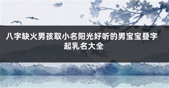 八字缺火男孩取小名阳光好听的男宝宝叠字起乳名大全