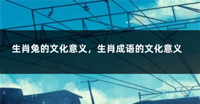 生肖兔的文化意义，生肖成语的文化意义