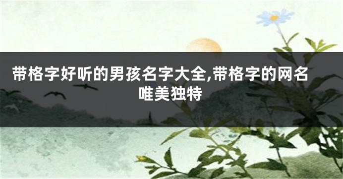 带格字好听的男孩名字大全,带格字的网名唯美独特
