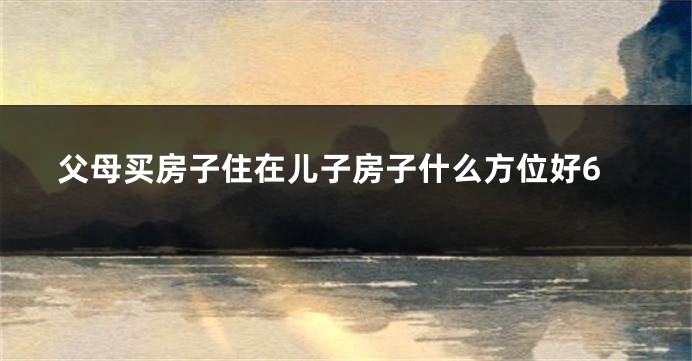 父母买房子住在儿子房子什么方位好6