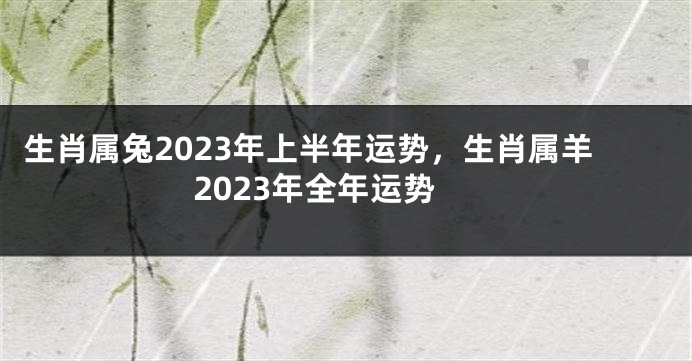 生肖属兔2023年上半年运势，生肖属羊2023年全年运势