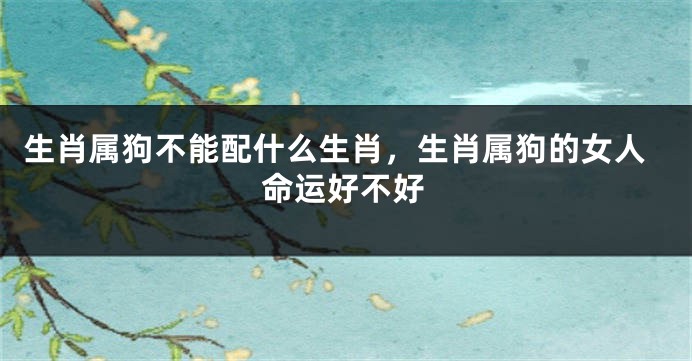 生肖属狗不能配什么生肖，生肖属狗的女人命运好不好
