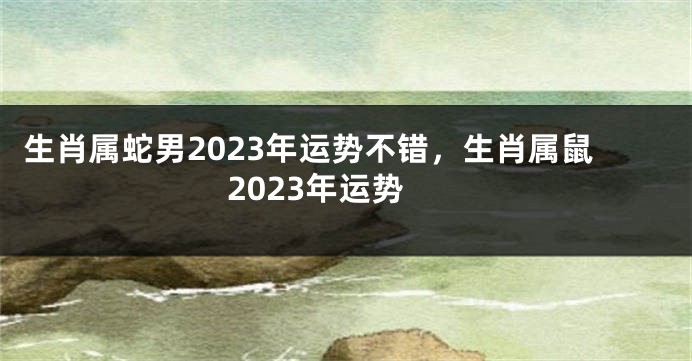 生肖属蛇男2023年运势不错，生肖属鼠2023年运势