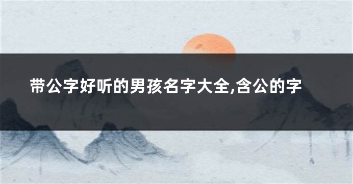 带公字好听的男孩名字大全,含公的字