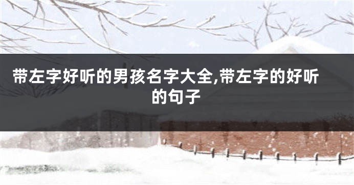 带左字好听的男孩名字大全,带左字的好听的句子