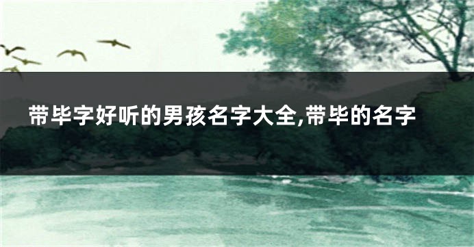 带毕字好听的男孩名字大全,带毕的名字