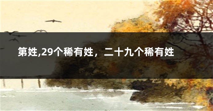 第姓,29个稀有姓，二十九个稀有姓
