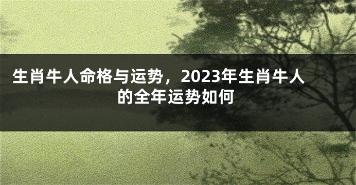 生肖牛人命格与运势，2023年生肖牛人的全年运势如何