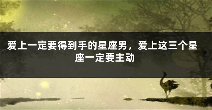 爱上一定要得到手的星座男，爱上这三个星座一定要主动