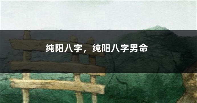 纯阳八字，纯阳八字男命